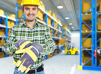 Image showing manual worker in a warehouse