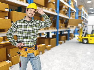 Image showing warehouse and manual worker