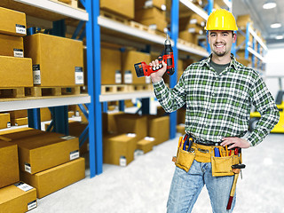 Image showing warehouse and handyman