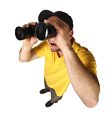 Image showing funny man with binoculars