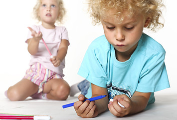 Image showing kids play with colors