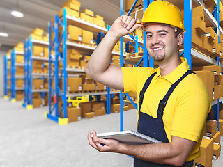 Image showing smiling manual worker