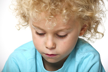 Image showing closeup portrait of blonde kid