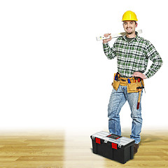 Image showing carpenter on wood floor