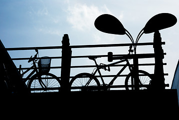 Image showing bikes and the street lamp