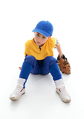 Image showing Young boy baseball t-ball player