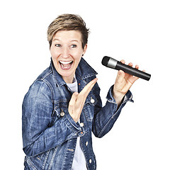 Image showing women with microphone