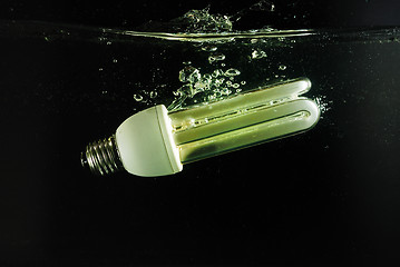 Image showing fluorescent lamp falls into the water