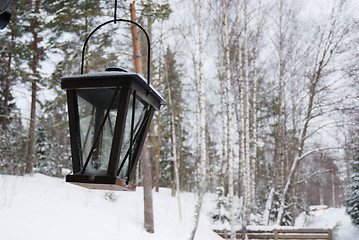 Image showing rural landscape with ancient street lamp