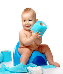 Image showing Child on potty