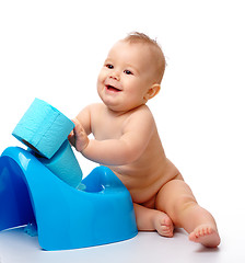 Image showing Child on potty