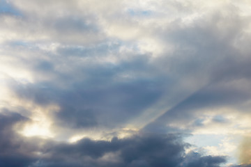 Image showing Evening sky with sun rays