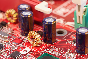 Image showing Close up of electronic components on circuit