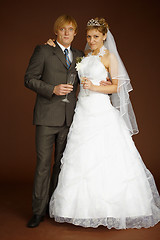 Image showing Studio portrait of groom and bride