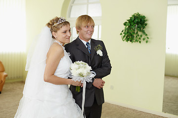 Image showing Bride and groom in solemn moment