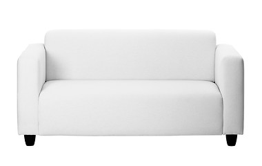 Image showing Ordinary gray sofa on white background