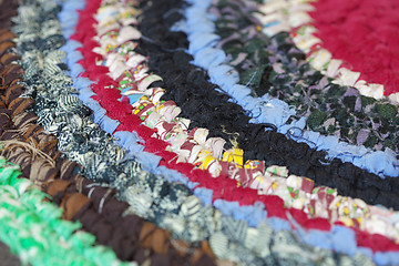 Image showing Vintage homemade colorful mat closeup