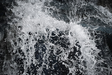 Image showing Turbulent flows of water with splashes and bubbles