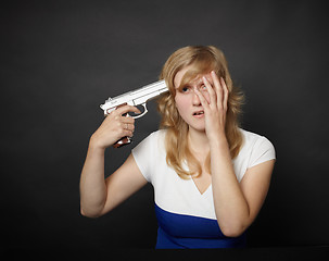 Image showing Young woman going to commit suicide