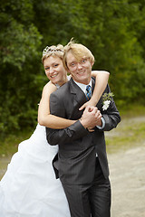 Image showing Happy bride and groom