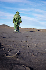 Image showing Scientific ecologist in overalls in desert
