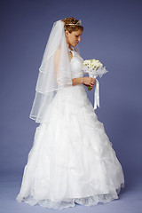Image showing Young bride in white wedding dress