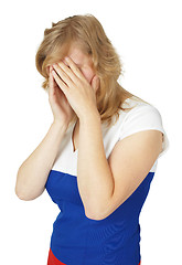 Image showing Young woman crying