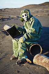 Image showing Scientist working with computer - infected area