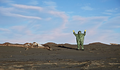 Image showing Man in overalls like an alien