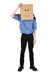 Image showing Guy wore a head box with painted face