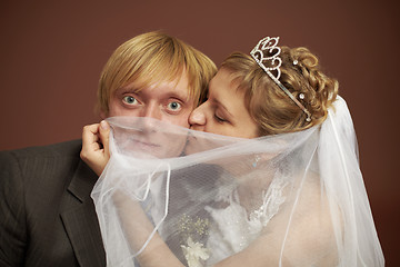 Image showing Funny bride and groom