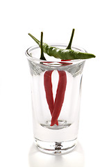 Image showing Chillies In A Shot Glass