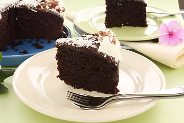 Image showing Sliced Chocolate Mud Cake