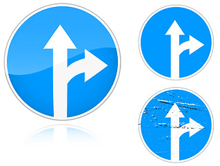 Image showing Straight and right ahead - road sign