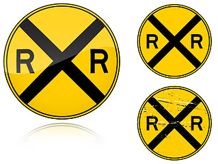 Image showing Variants a Level crossing warning - road sign