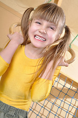 Image showing child at her home sports equipment