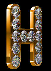 Image showing Golden H letter incrusted with diamonds