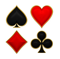 Image showing Card suits with golden framing