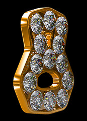 Image showing Golden 8 numeral incrusted with diamonds