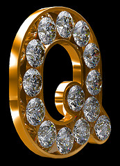 Image showing Golden Q letter incrusted with diamonds