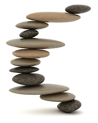 Image showing Balanced stone tower over white