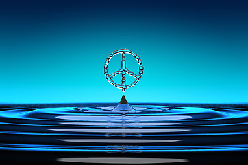 Image showing Pacifism Symbol shaped water drops