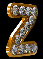 Image showing Golden z letter incrusted with diamonds