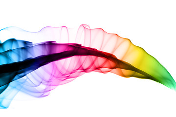 Image showing Abstract colorful smoke swirl on white