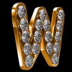 Image showing Golden W letter incrusted with diamonds