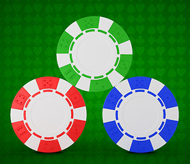 Image showing Roulette chips over green textured white