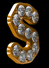 Image showing Golden S letter incrusted with diamonds