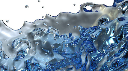 Image showing Splashes, waves and drops of water or liquid