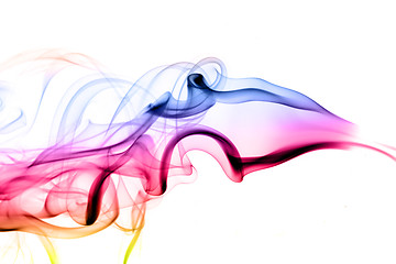 Image showing Abstract puff of colored smoke on white