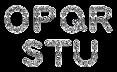 Image showing Silver O, P, R, S, T, Q, U letters incrusted with diamonds